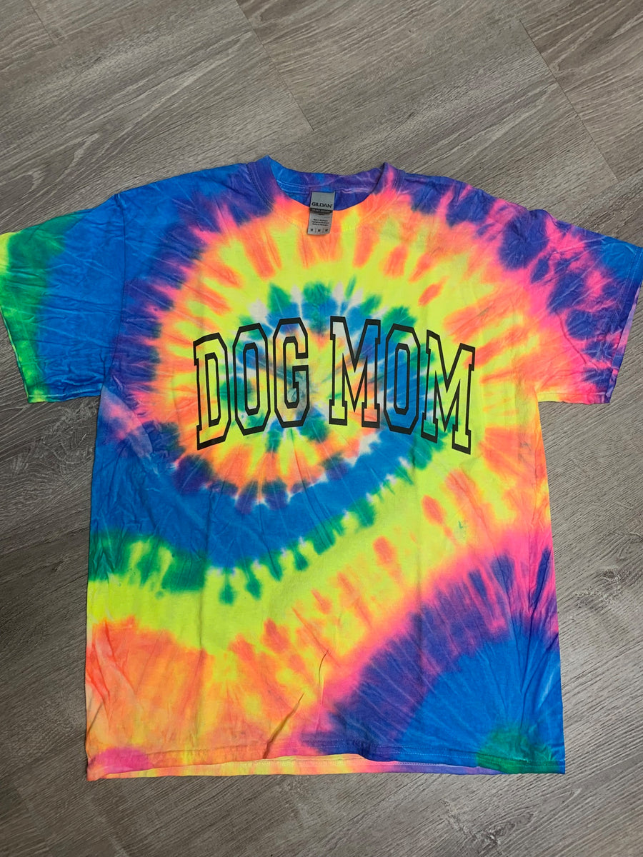 Wine & Dogs Dog Mom Tee - Tie Dyed